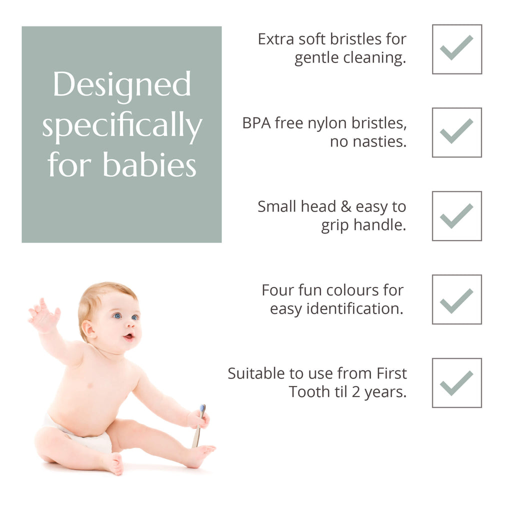 Babies' Bamboo Toothbrush with Extra-Soft Bristles - 4 Pack