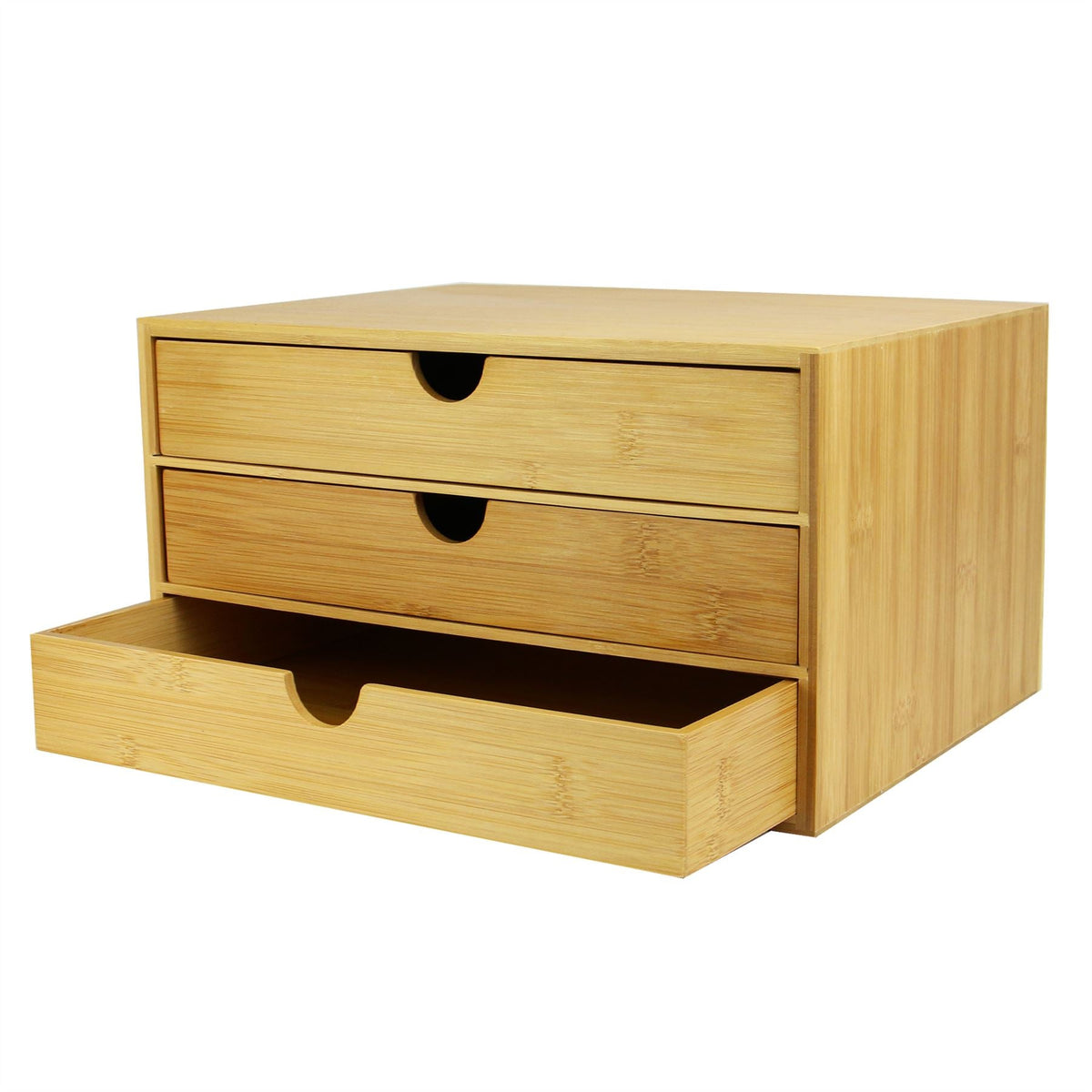 Bamboo Desktop Organiser — Three Drawers