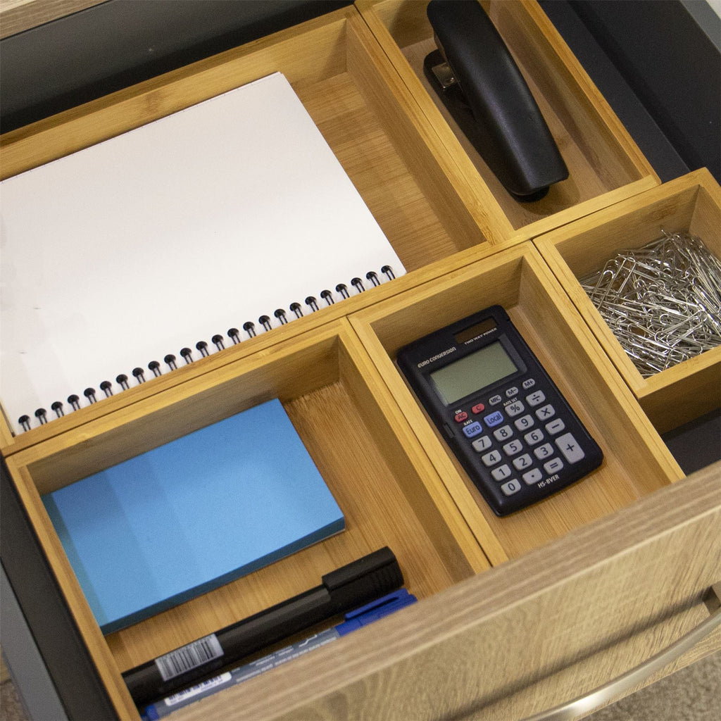 Bamboo Drawer Organisers — Set of Five