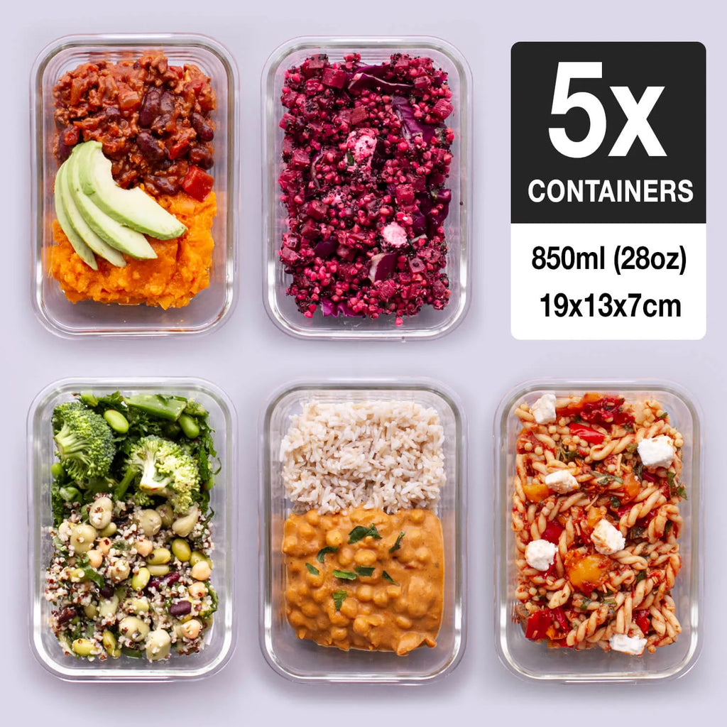 Glass Meal Prep Containers — Set of Five