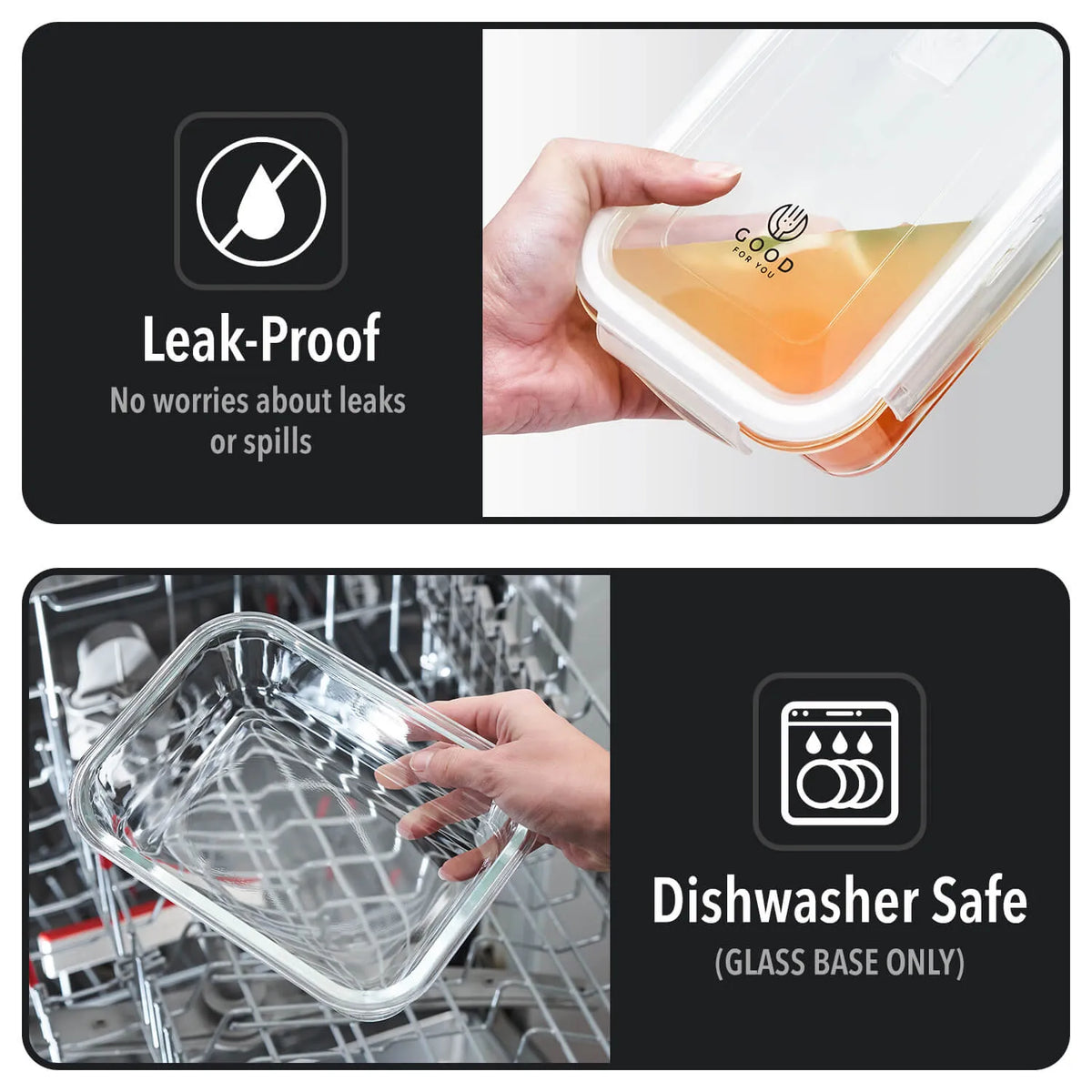 Glass Meal Prep Containers — Set of Five