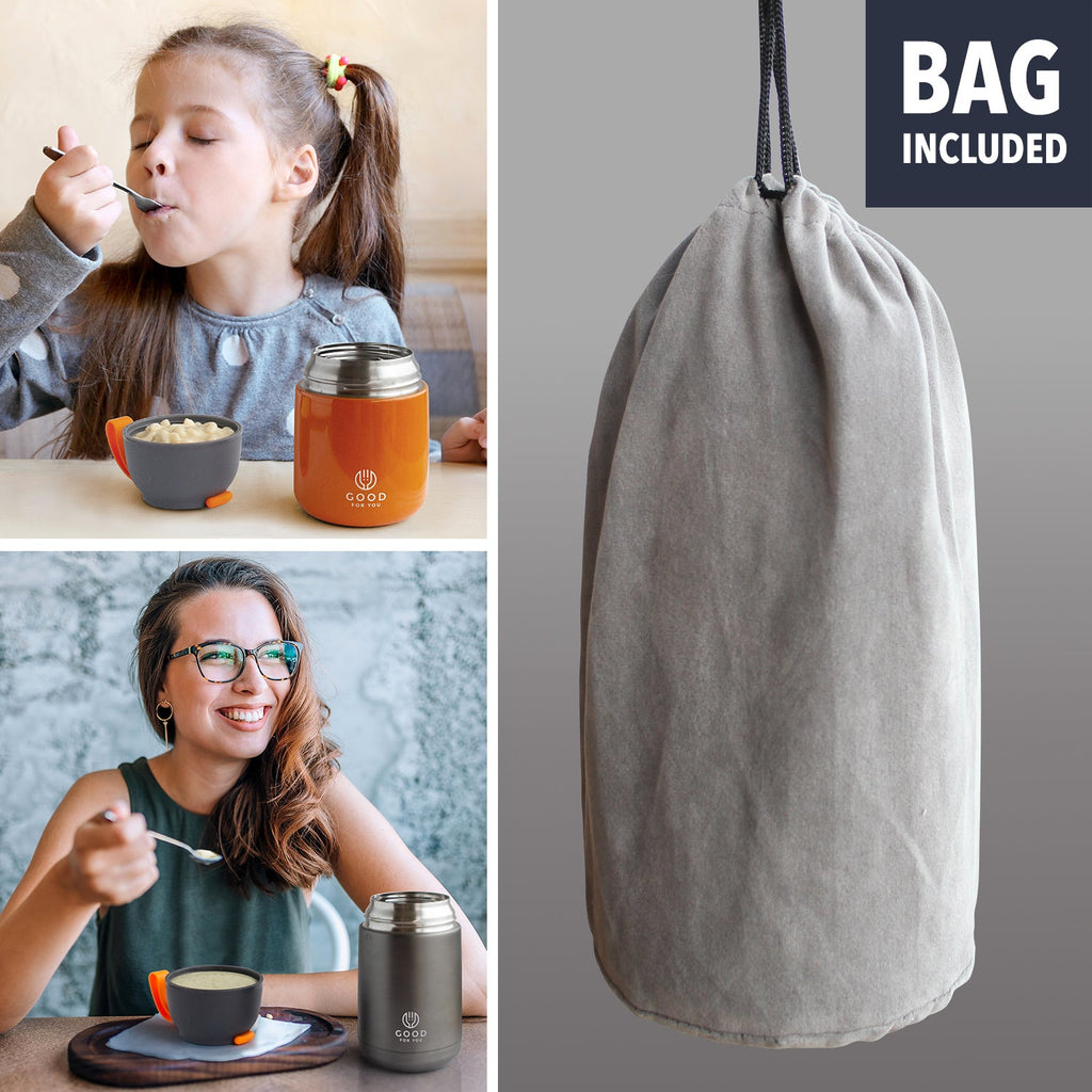 Insulated Food Flask 730ml for Adults – Hot Food & Soup Flask with Spoon for Work, Leak-Proof, BPA-Free Stainless Steel | Grey
