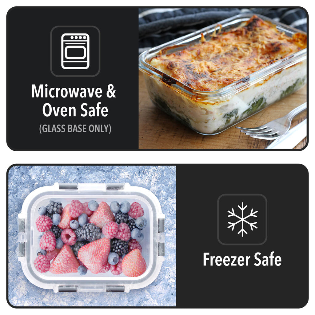 Kids Glass Lunch Containers with Lids 6 Pack – 370ml Snack Pots & Glass Food Storage, Borosilicate, Oven, Freezer & Microwave Safe, Leak-Proof