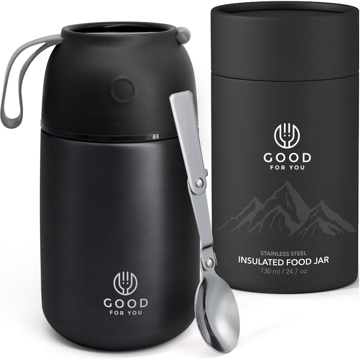 Insulated Food Flask — Black, 730 ml