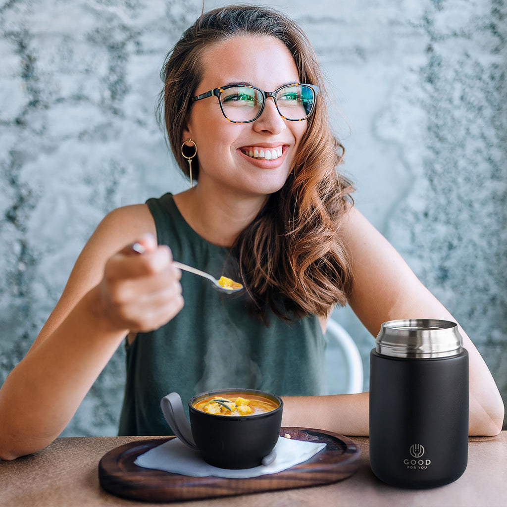 Insulated Food Flask — Black, 730 ml