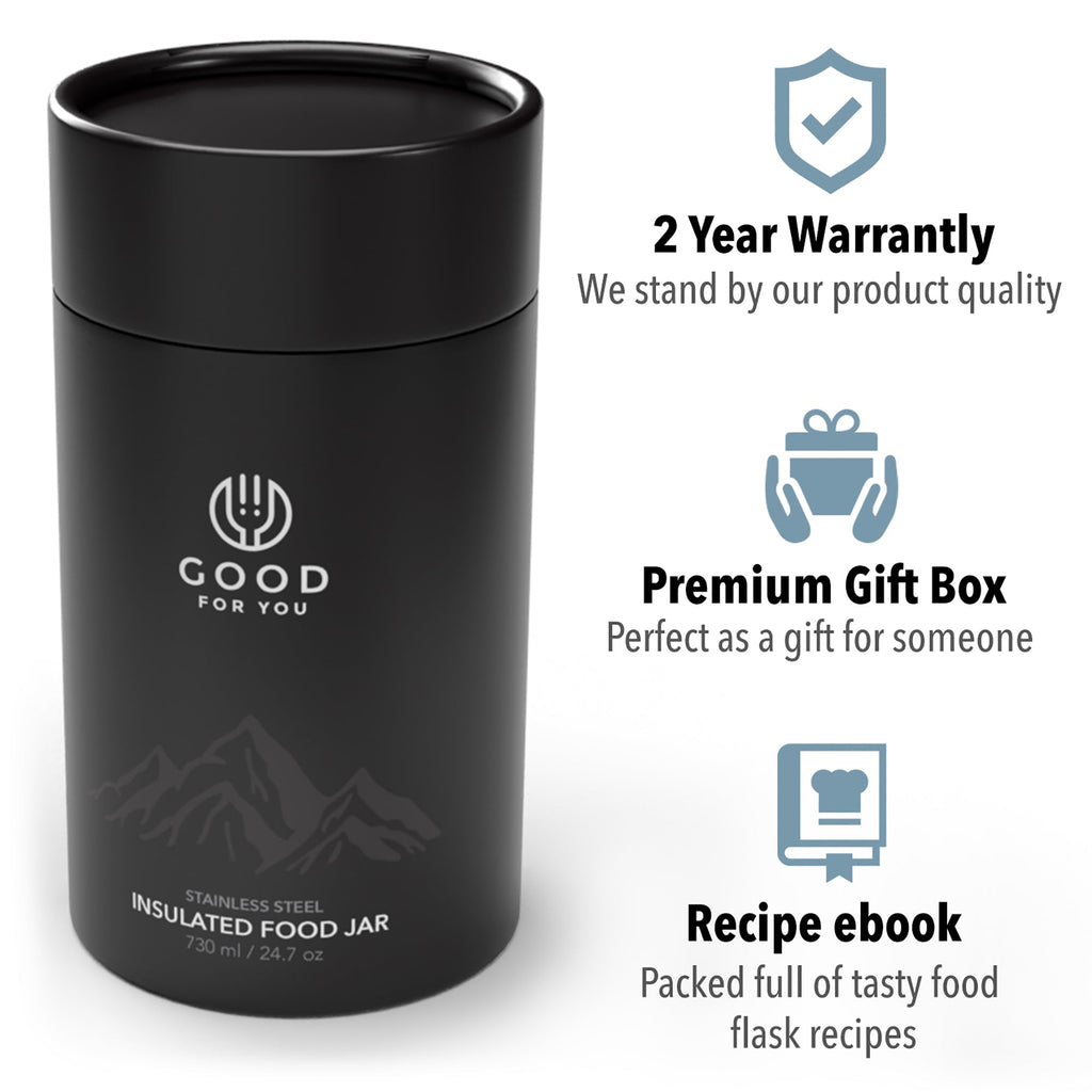 Insulated Food Flask — Black, 730 ml