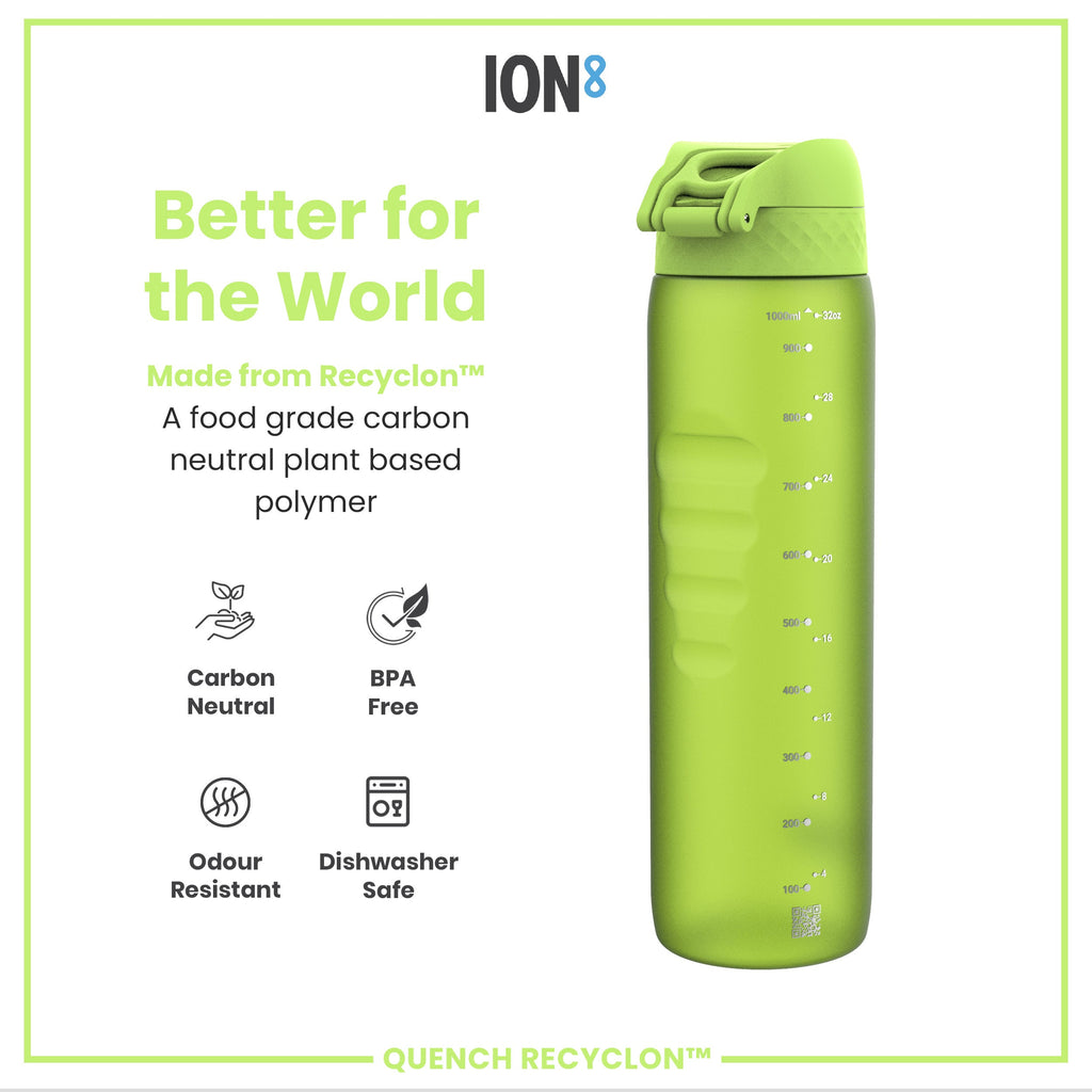 Leak Proof 1 litre Water Bottle, Recyclon, Green, 1L