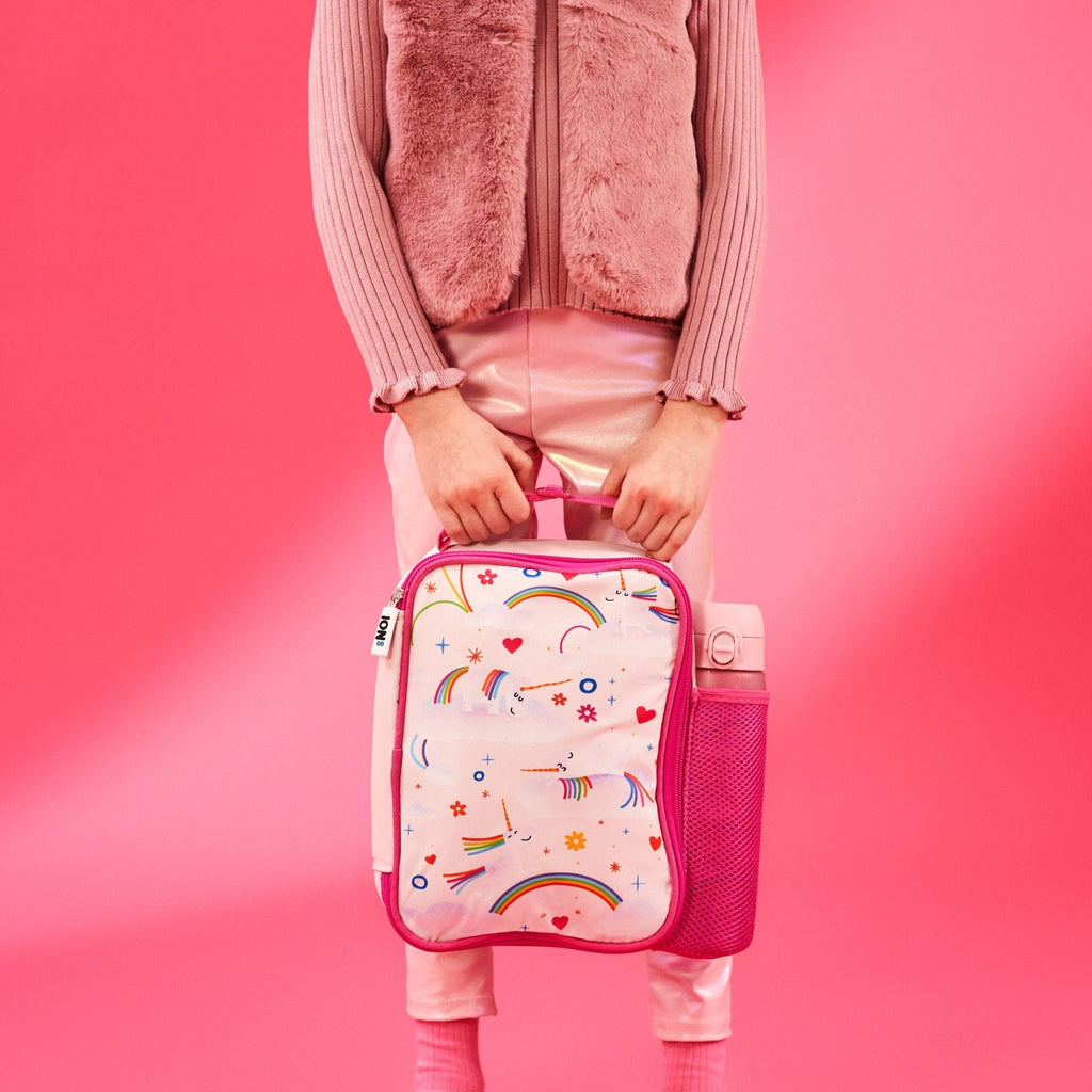 Kids Lunch Bag, Insulated, Unicorn Rainbows, Medium