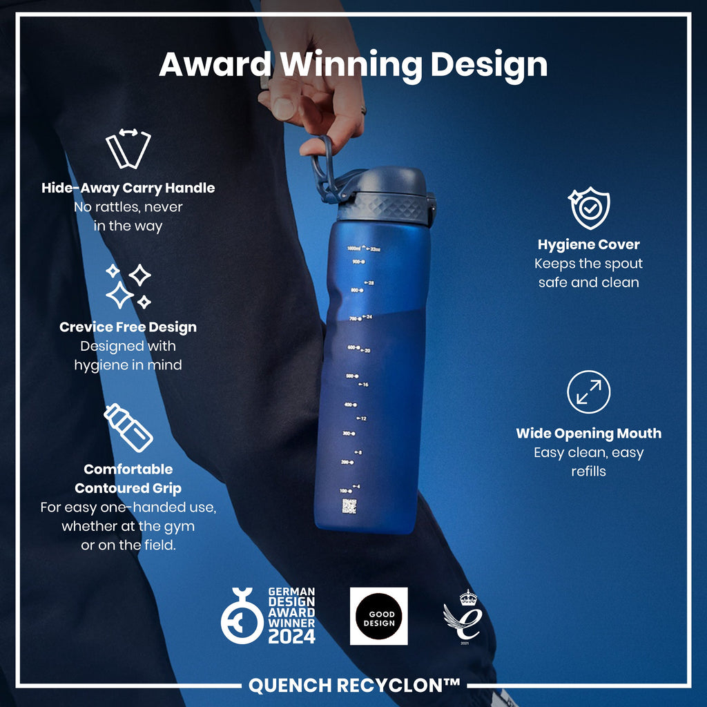 Leak Proof 1 litre Water Bottle, Recyclon, Navy, 1L