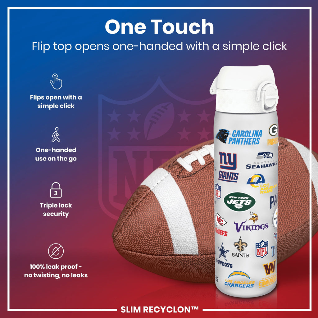 Leak Proof NFL Water Bottle, Recyclon, Multi Teams, 500ml (18oz)