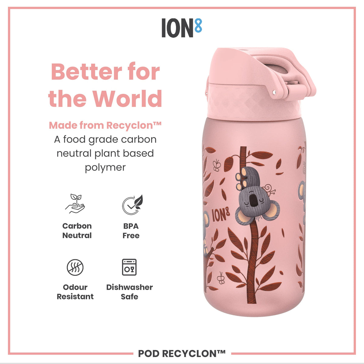 Leak Proof Kids Water Bottle, Recyclon, Koalas, 350ml (12oz)