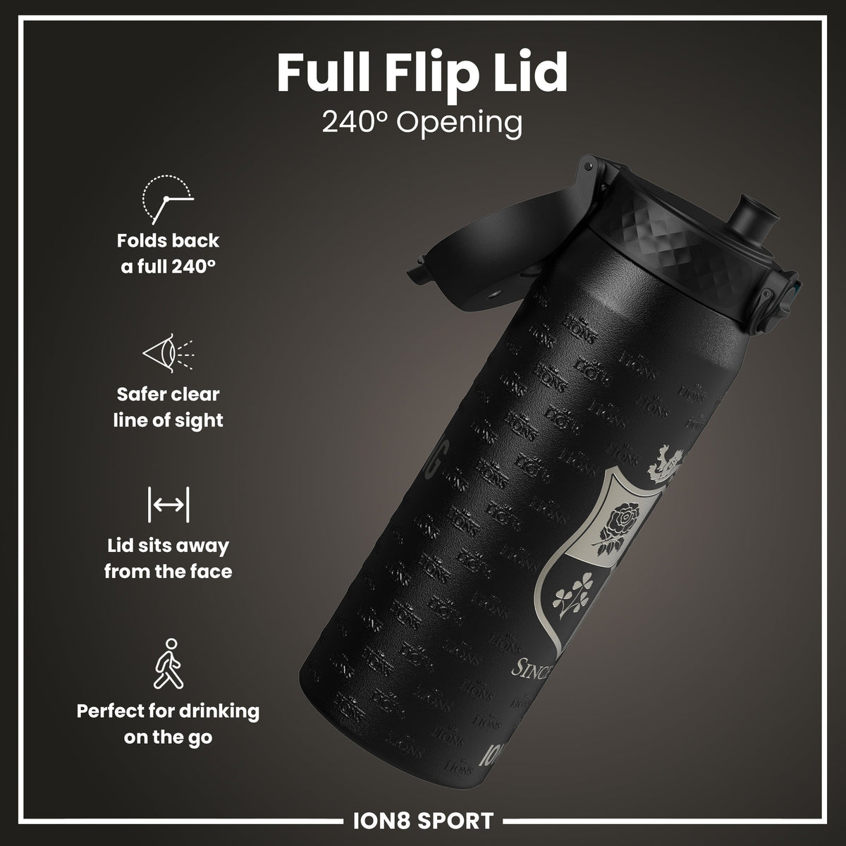 Lions X ION8 Insulated Steel Water Bottle, British & Irish Lions, Nothing Like The Lions, 750ml (24oz)