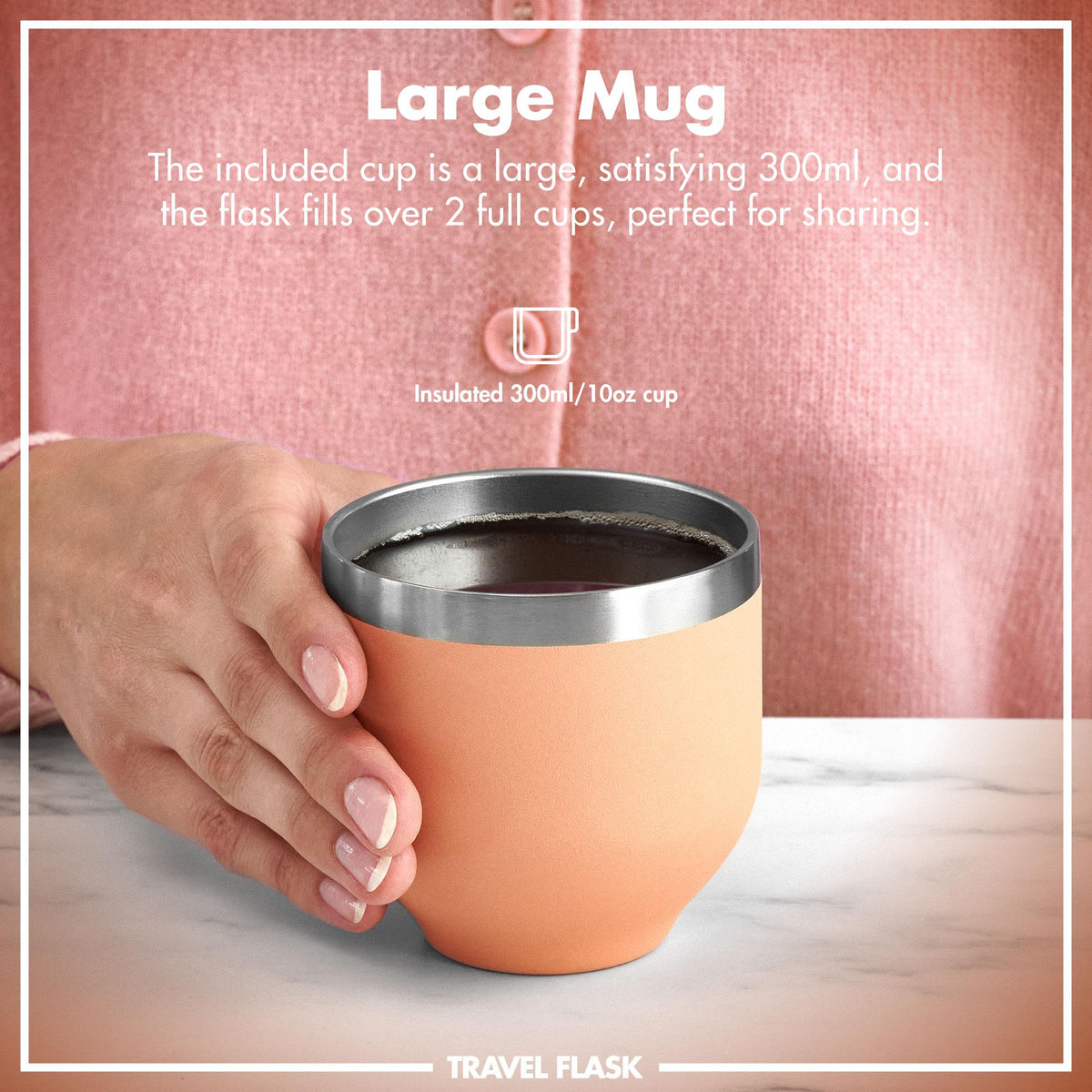 Luma Vacuum Insulated, Flask & Mug, Coral, 700ml (24oz)