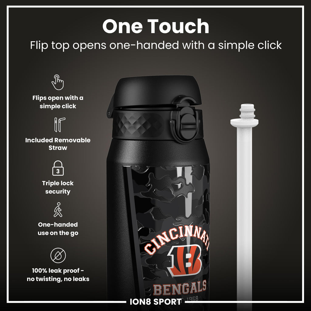 NFL x ION8 Insulated Steel Water Bottle, NFL Bengals, 750ml (24oz)