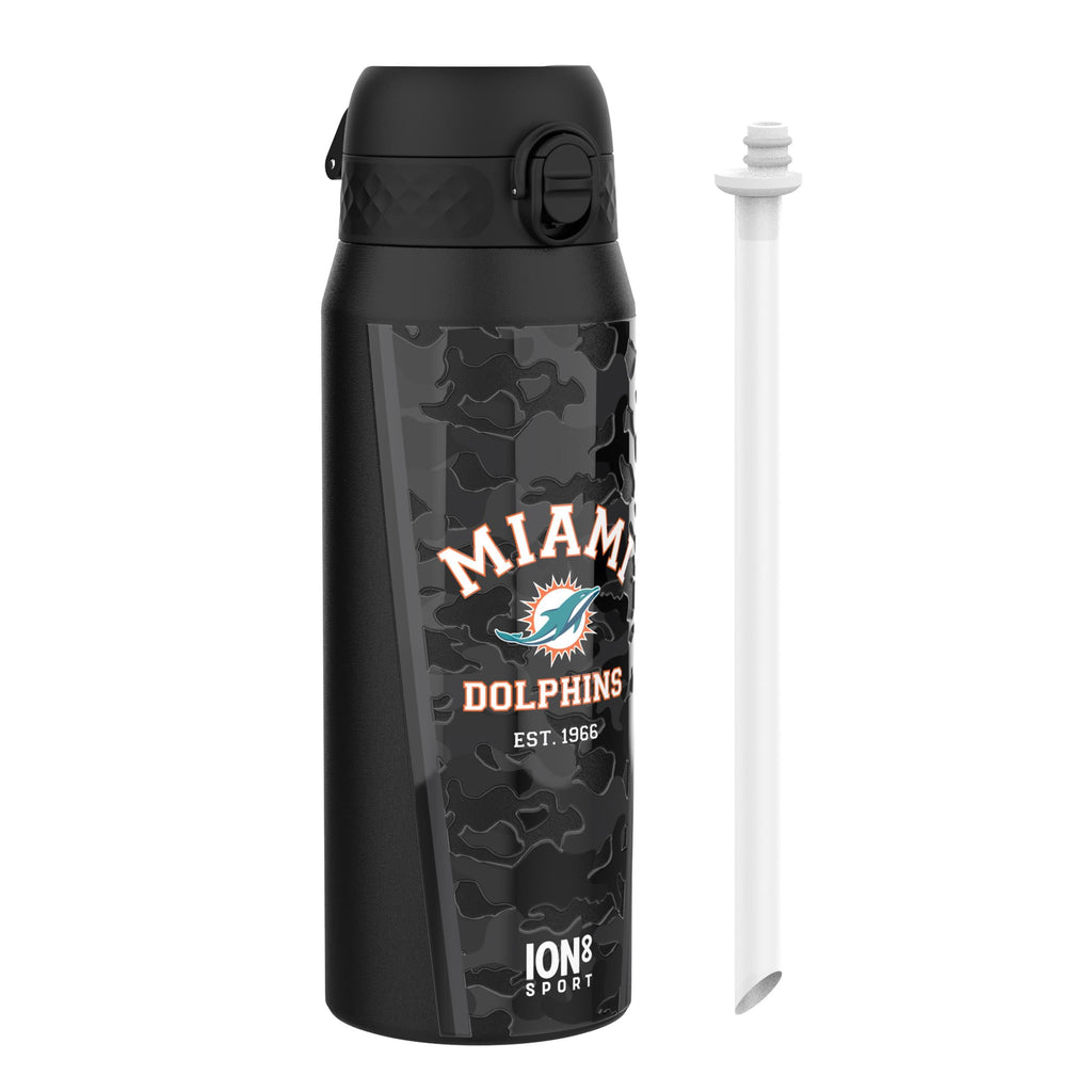 NFL x ION8 Insulated Steel Water Bottle, NFL Dolphins, 750ml (24oz)