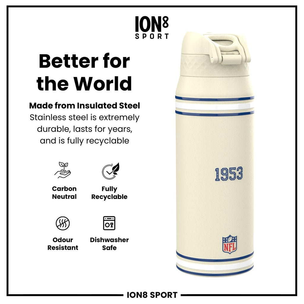 NFL x ION8 Insulated Steel Water Bottle, NFL Colts, 750ml (24oz)