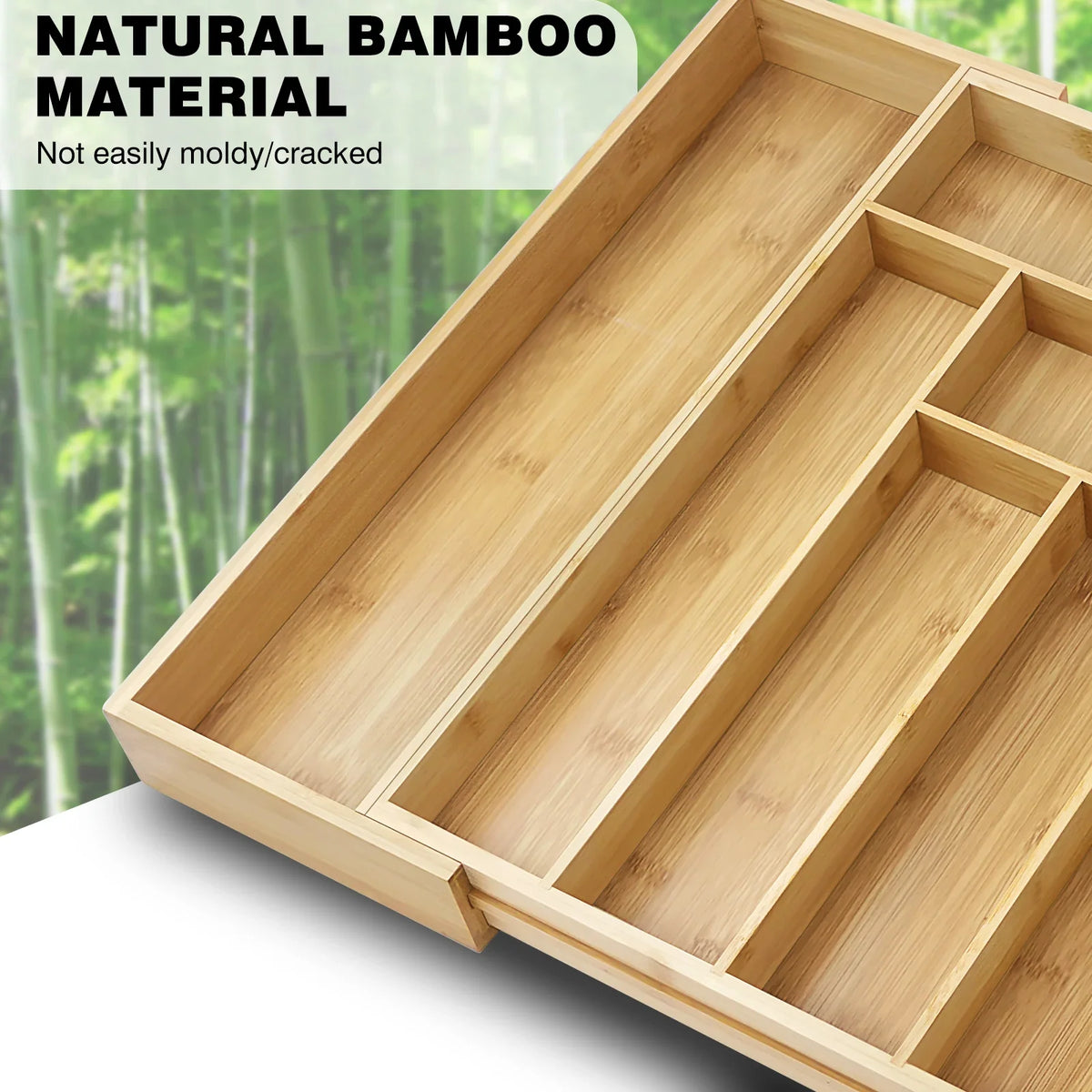 Extendable Bamboo Cutlery Drawer Organiser