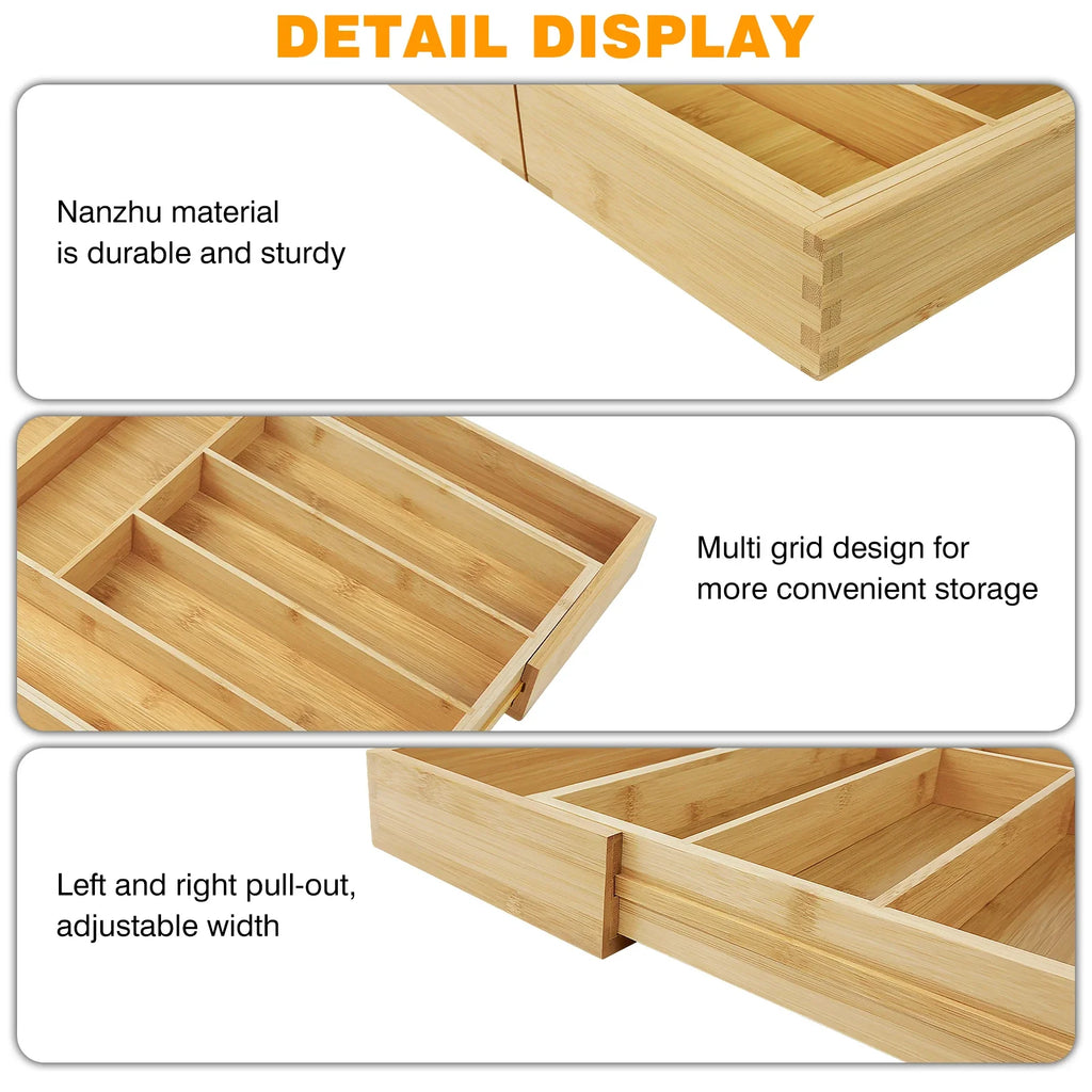 Extendable Bamboo Cutlery Drawer Organiser