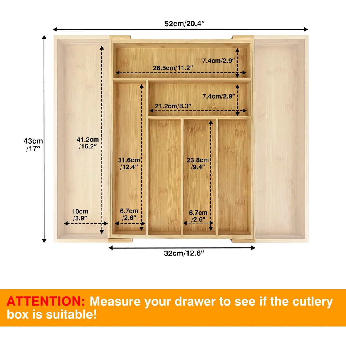 Extendable Bamboo Cutlery Drawer Organiser