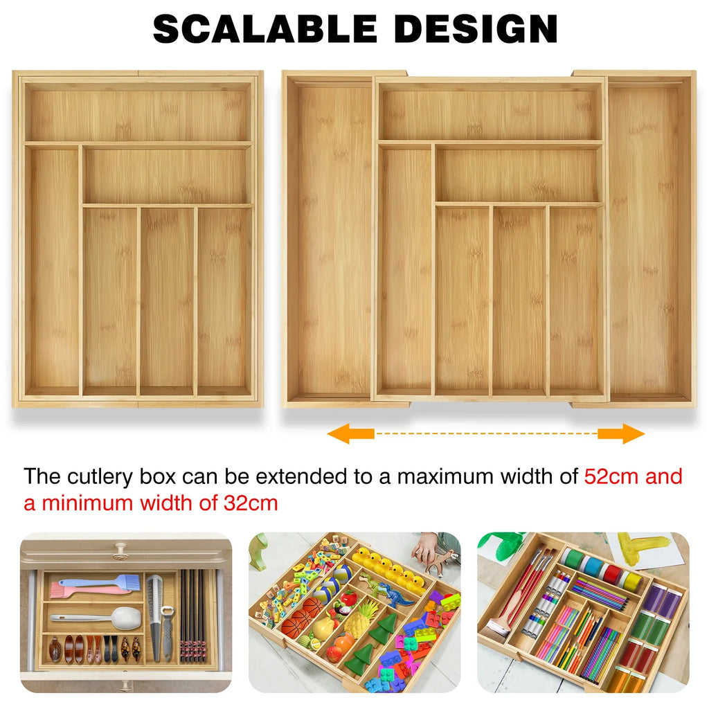 Extendable Bamboo Cutlery Drawer Organiser