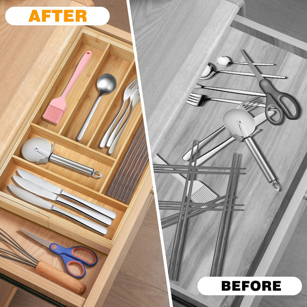 Extendable Bamboo Cutlery Drawer Organiser