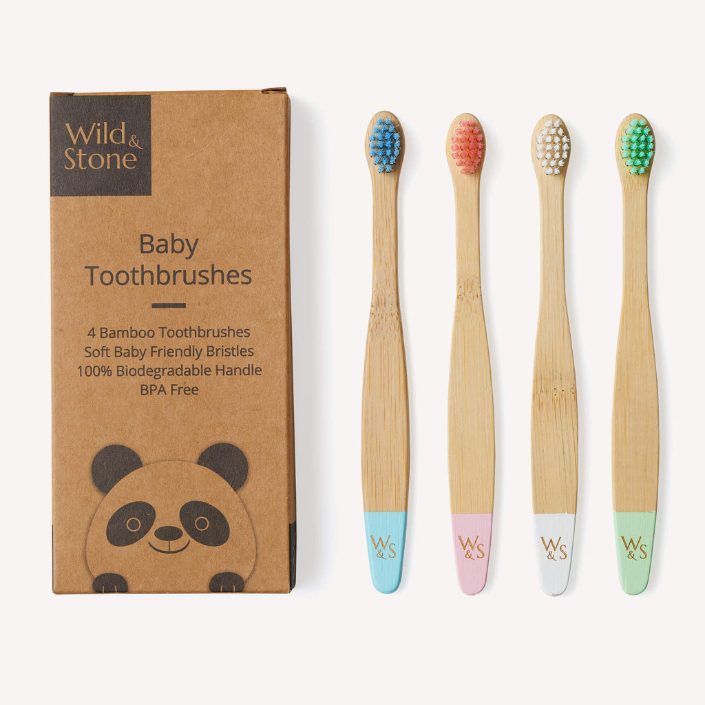 Babies' Bamboo Toothbrush with Extra-Soft Bristles - 4 Pack