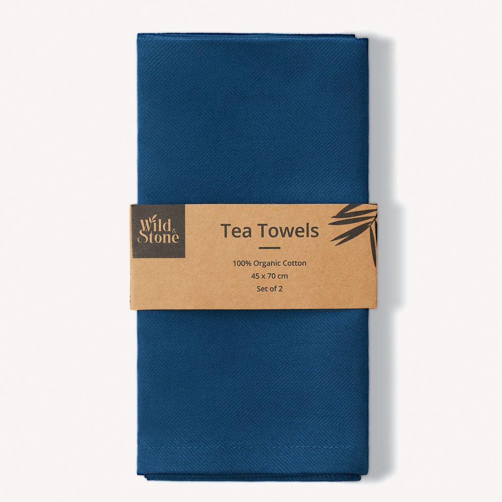 Organic Cotton Herringbone Tea Towels — Set of Two