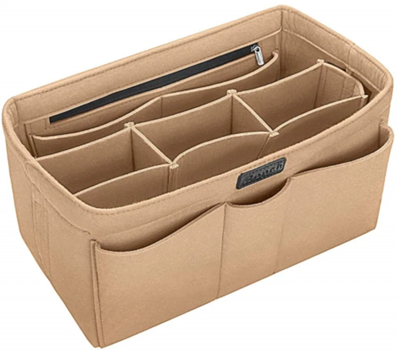 Beige felt handbag organiser