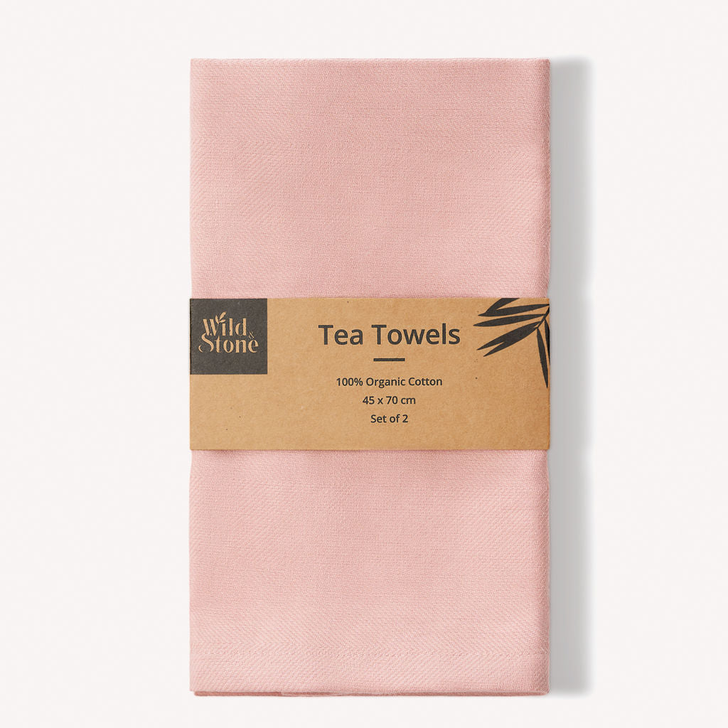 Organic Cotton Herringbone Tea Towels — Set of Two