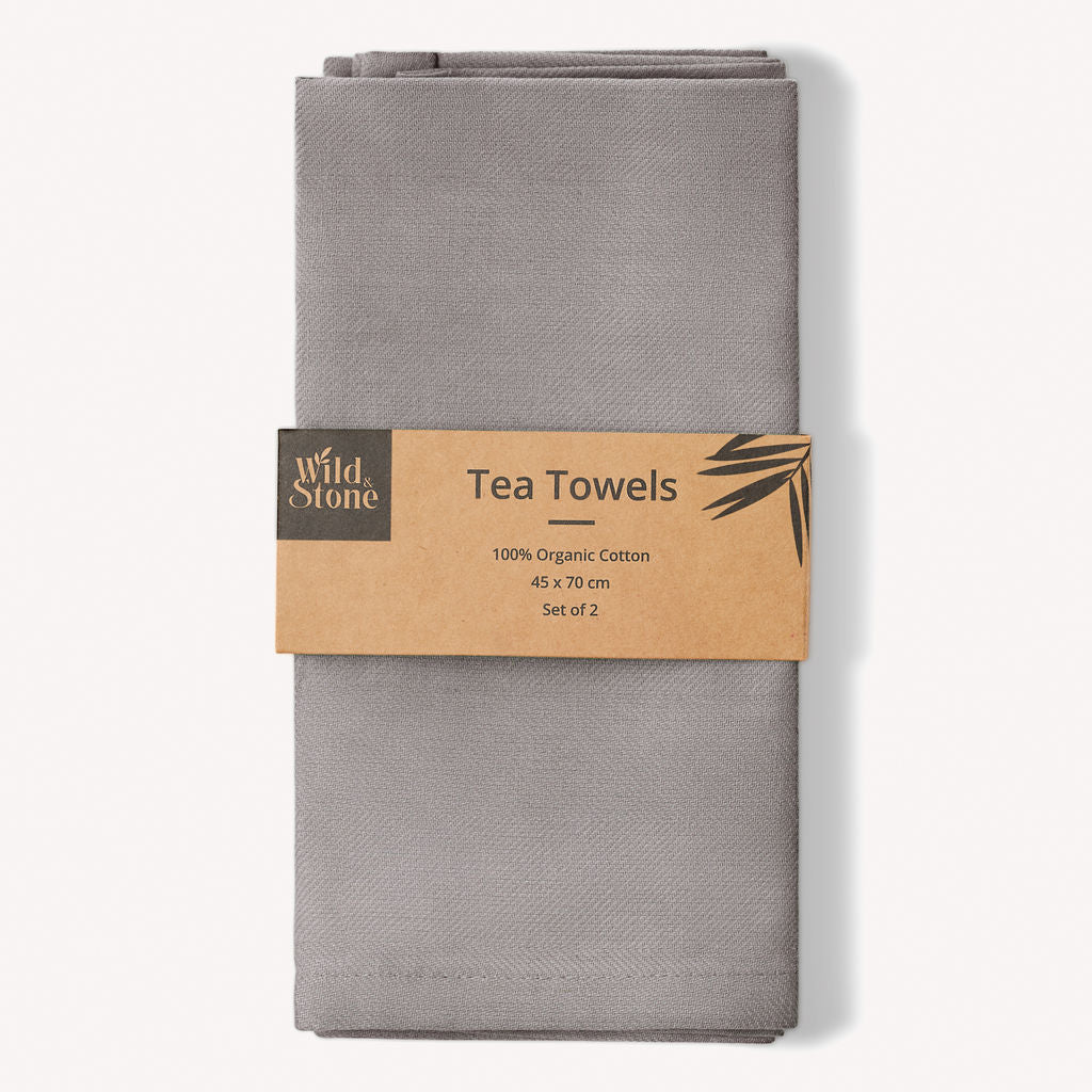Organic Cotton Herringbone Tea Towels — Set of Two
