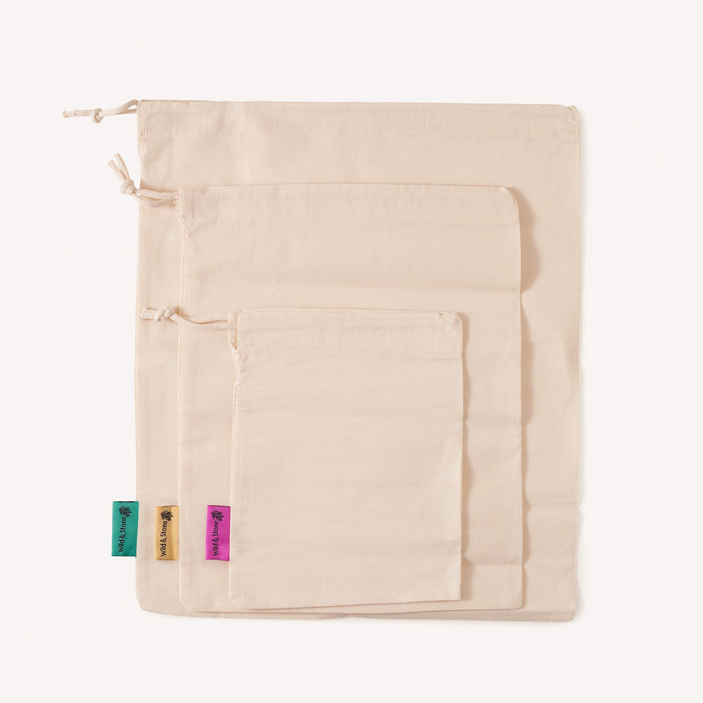 Reusable Produce Bags - Organic Cotton - Pack of 3