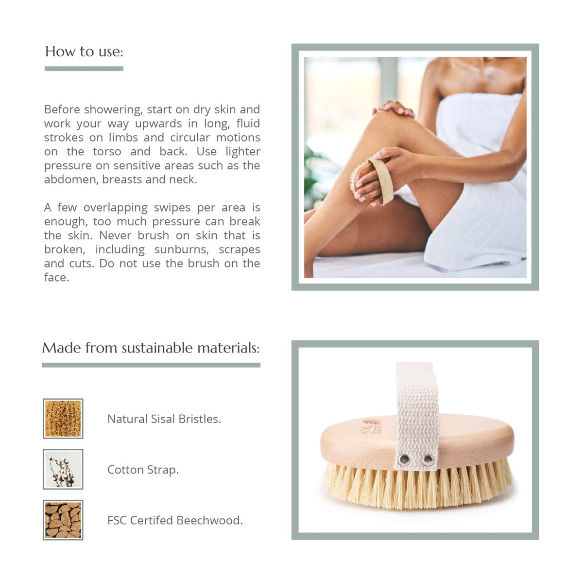 Natural Bristle Dry Body Brush
