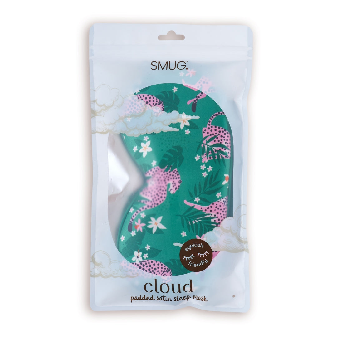 Cloud Padded Satin Sleep Mask - Cheetah Print