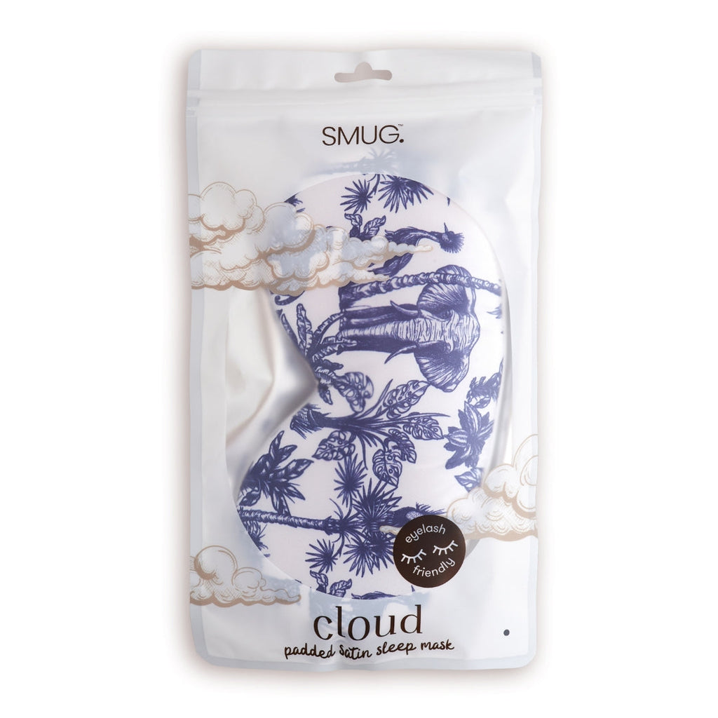 Cloud Padded Satin Sleep Mask - Elephant Print