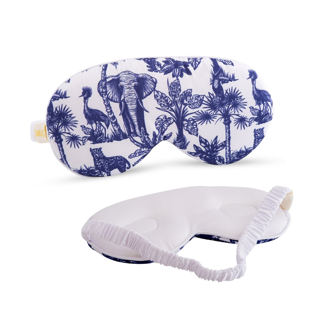 Cloud Padded Satin Sleep Mask - Elephant Print