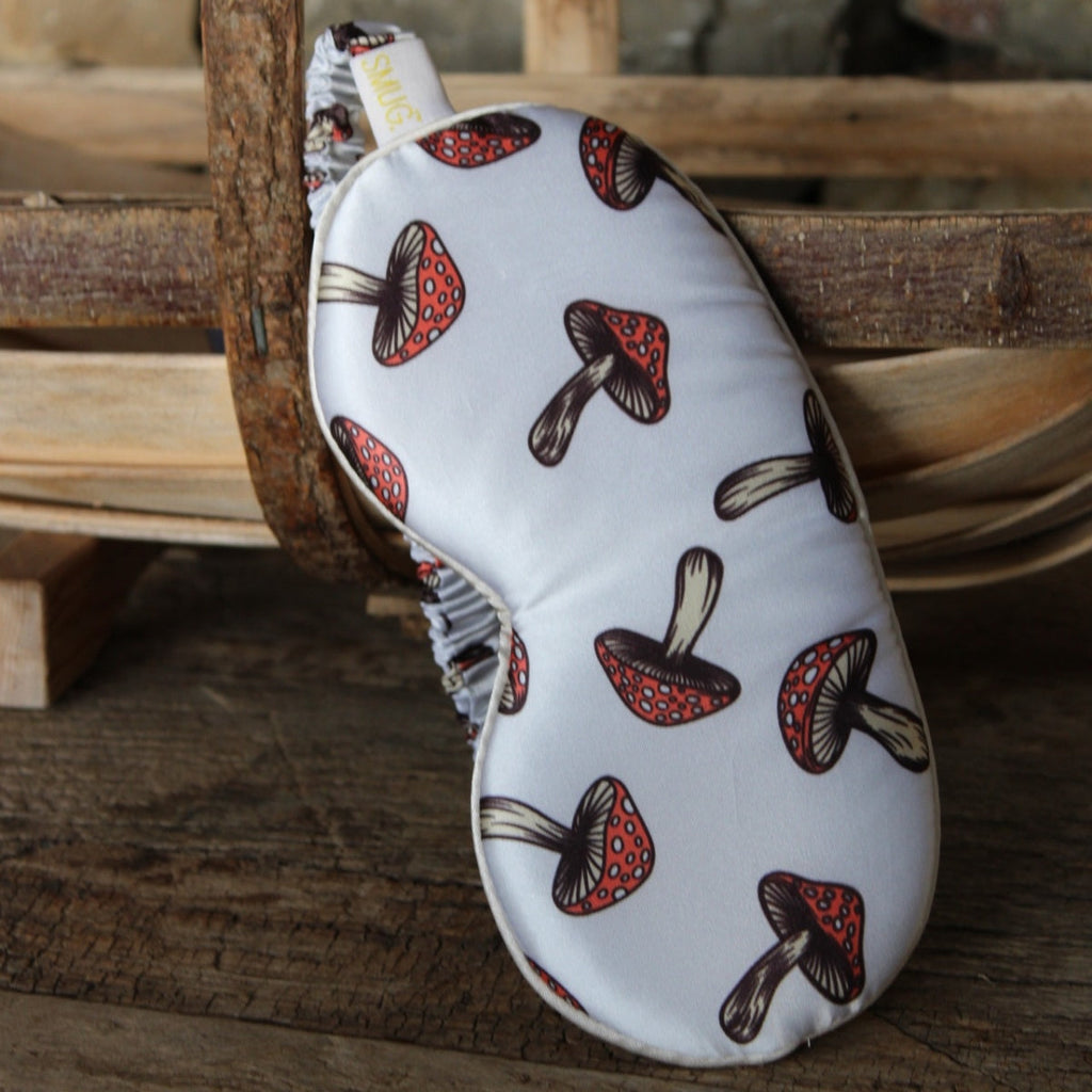 Cloud Padded Satin Sleep Mask - Toadstool Print