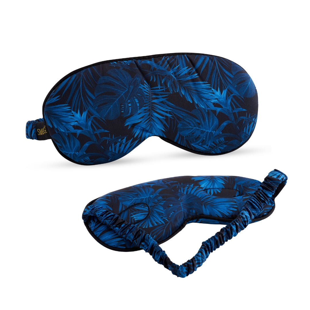 Cloud Padded Satin Sleep Mask - Palm Noir Print