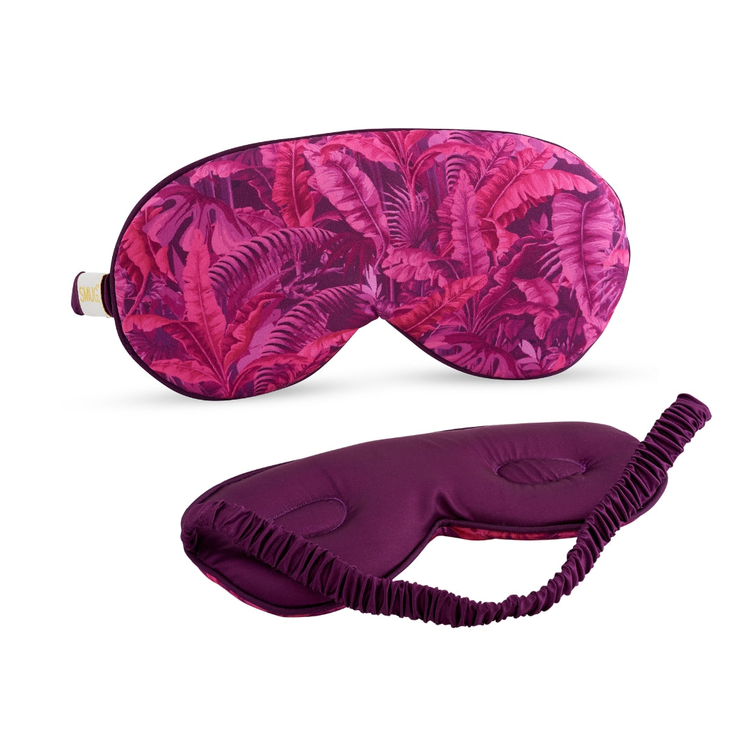 Cloud Padded Satin Sleep Mask - Pink Fern Print