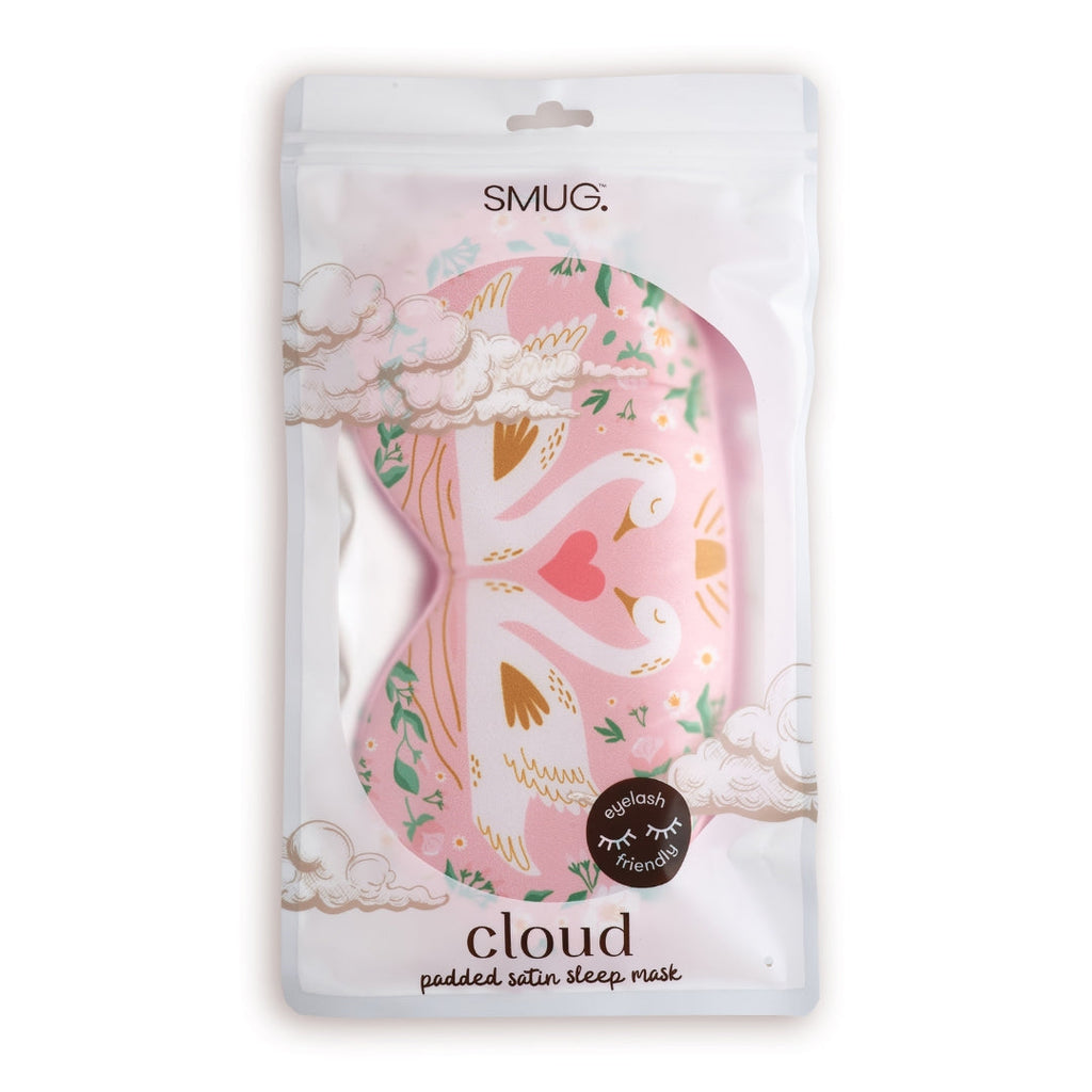 Cloud Padded Satin Sleep Mask - Swans Print