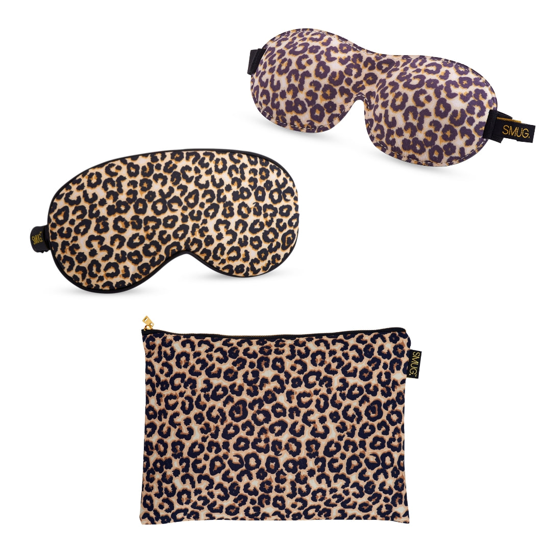 Contoured & Satin Sleep Mask Double Pack & Accessories Bag Set - Various Prints