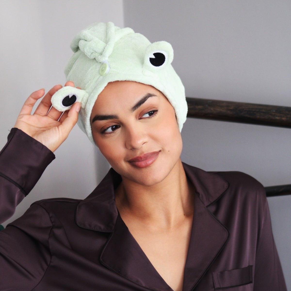 Novelty Hair Towel Wrap, Frog