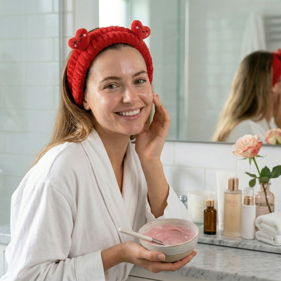 Novelty Spa Headband - Red Hearts