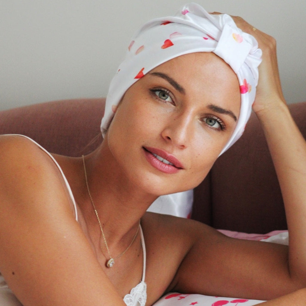 Satin Sleep Turban, Loveheart