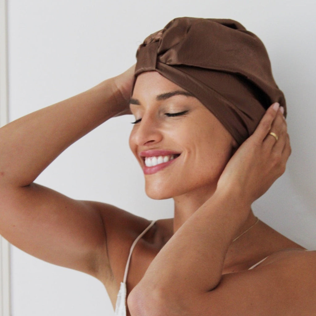 Satin Sleep Turban, Mocha