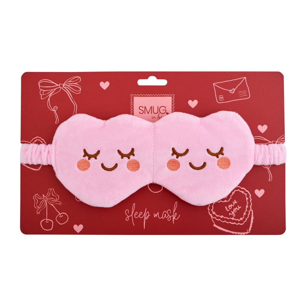 Novelty Plush Sleep Mask - Pink Hearts