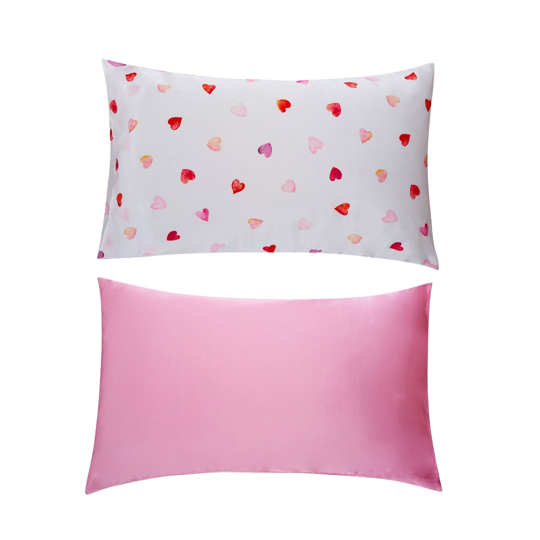 Soft Satin Pillowcase Set, Loveheart