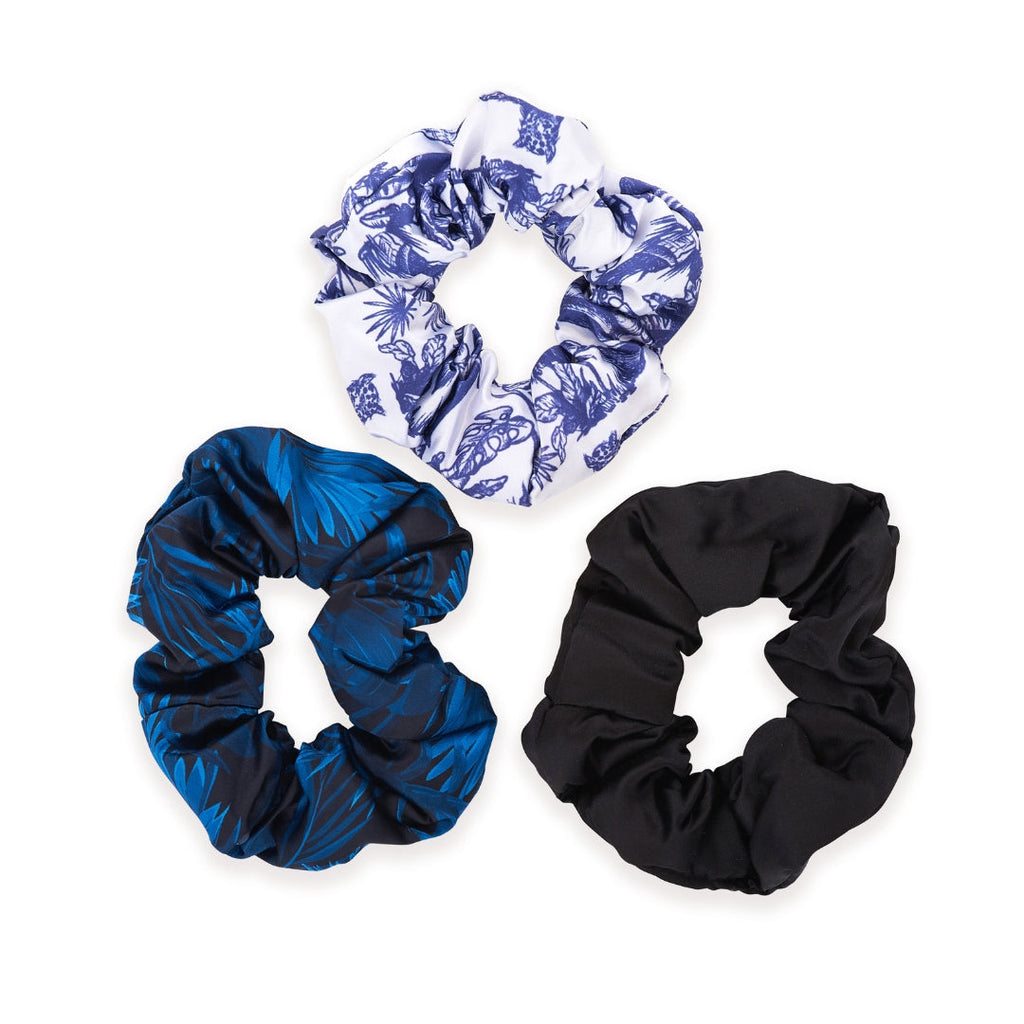 Cloud Satin Hair Scrunchie Set (set of 3) - Elephant Noir