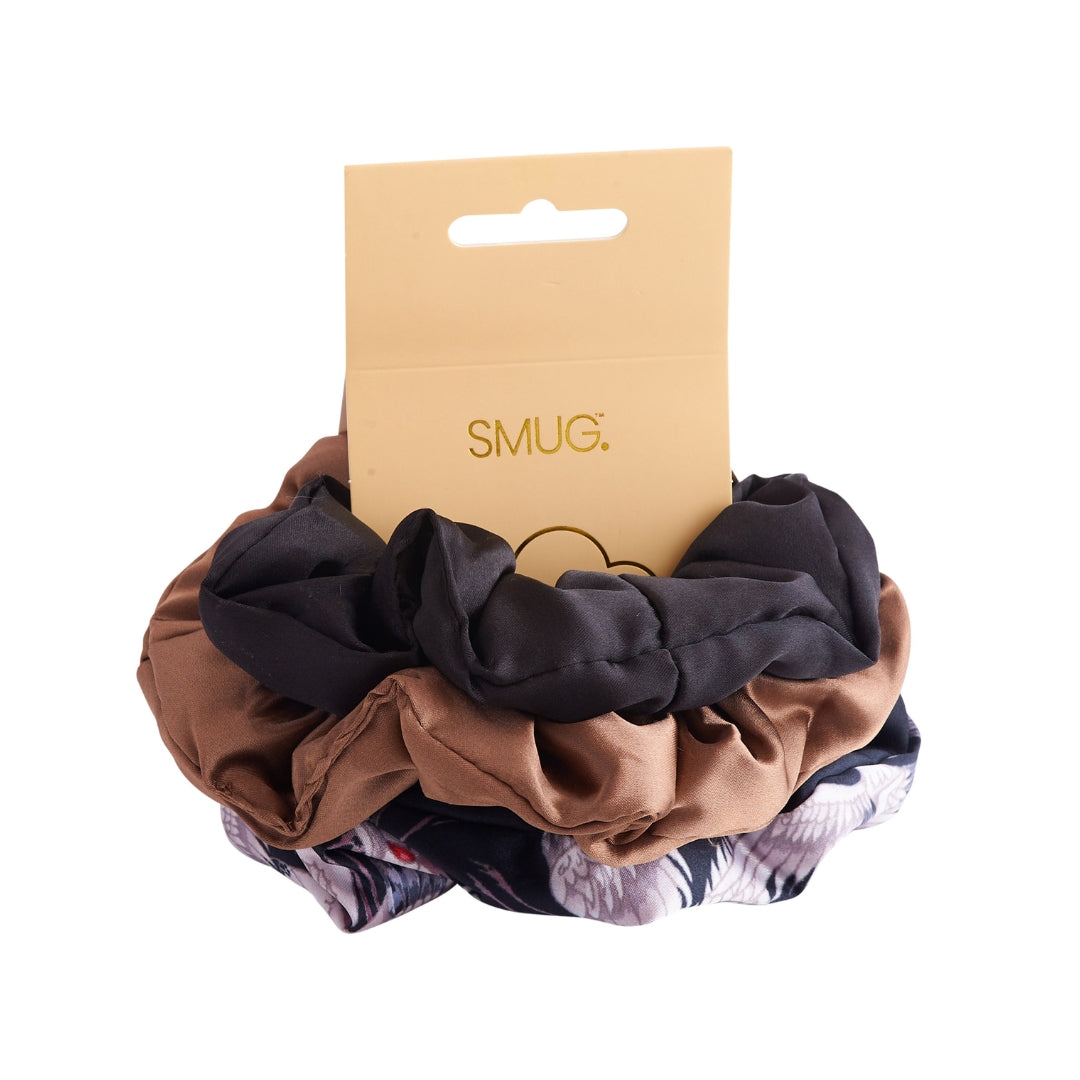 Cloud Satin Hair Scrunchie Set (set of 3) - Moonlit Mocha