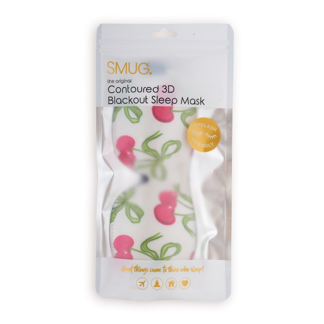 Contoured 3D Blackout Sleep Mask, White Cherries